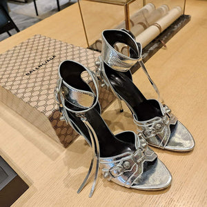 Balenciaga 743057 Women's Cagole 110mm Sandal Optic B77561 - 35 - View 4