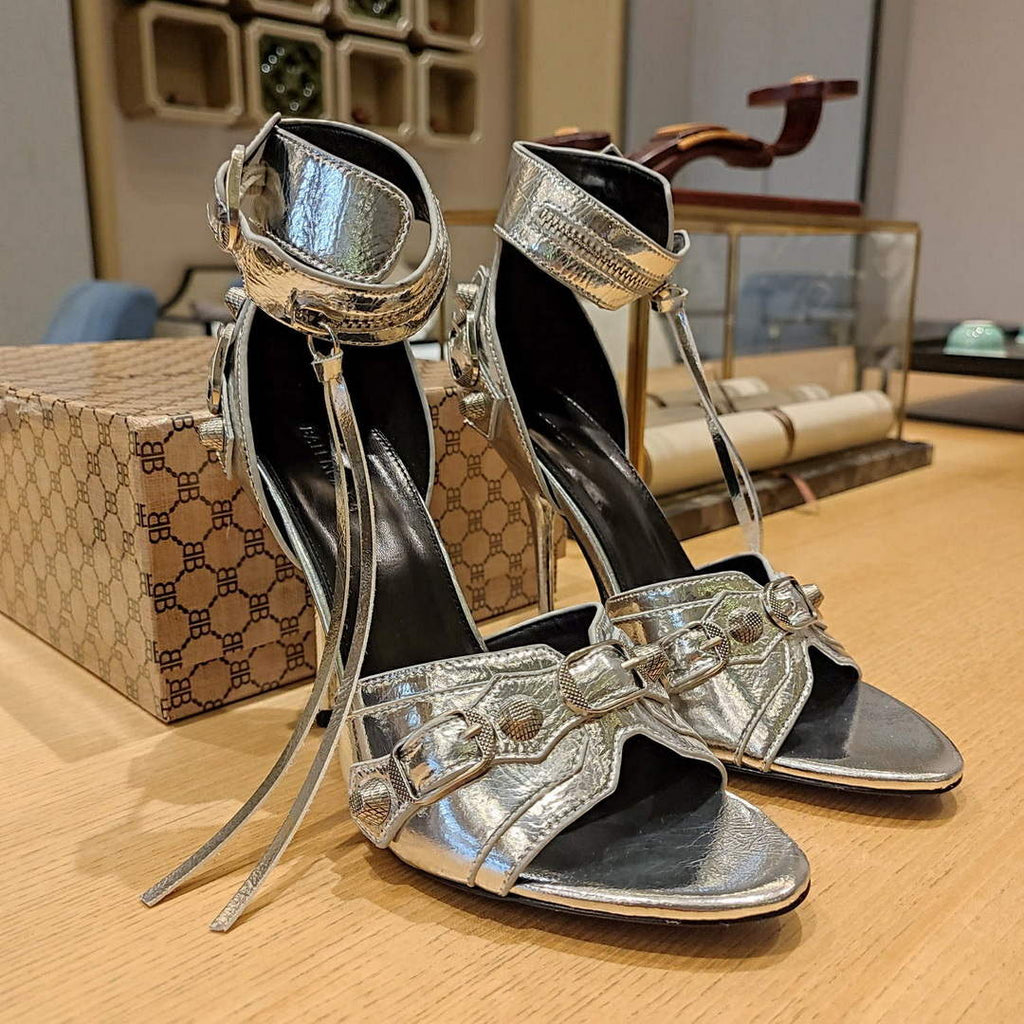 Balenciaga 743057 Women's Cagole 110mm Sandal Optic B77561