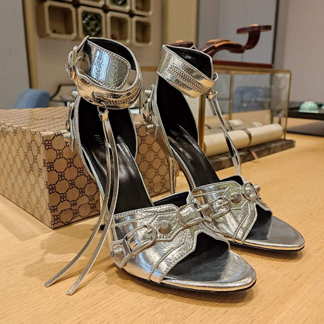 Balenciaga 743057 Women's Cagole 110mm Sandal Optic B77561