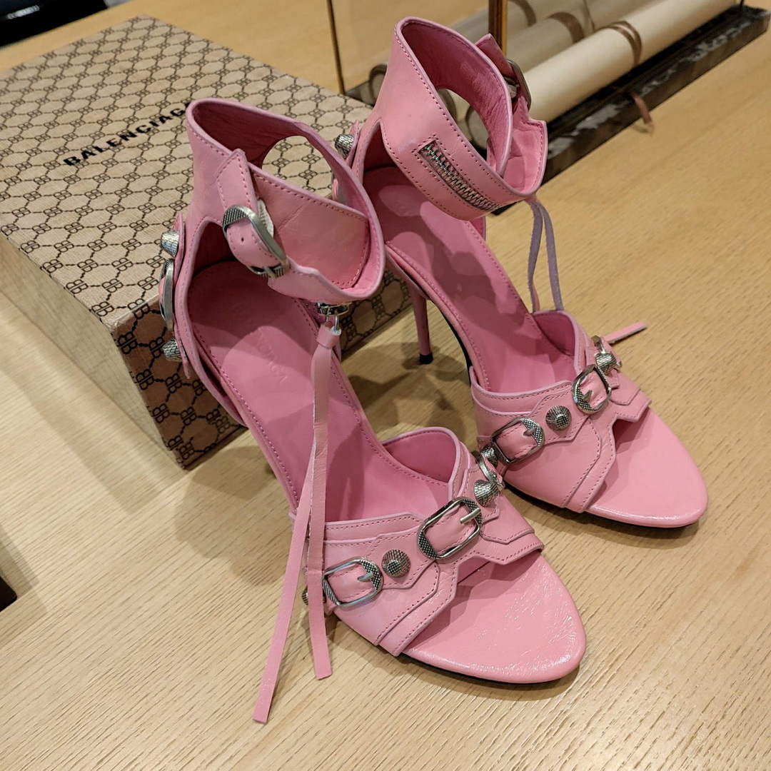 Balenciaga 743057 Women's Cagole 110mm Sandal Optic B77565