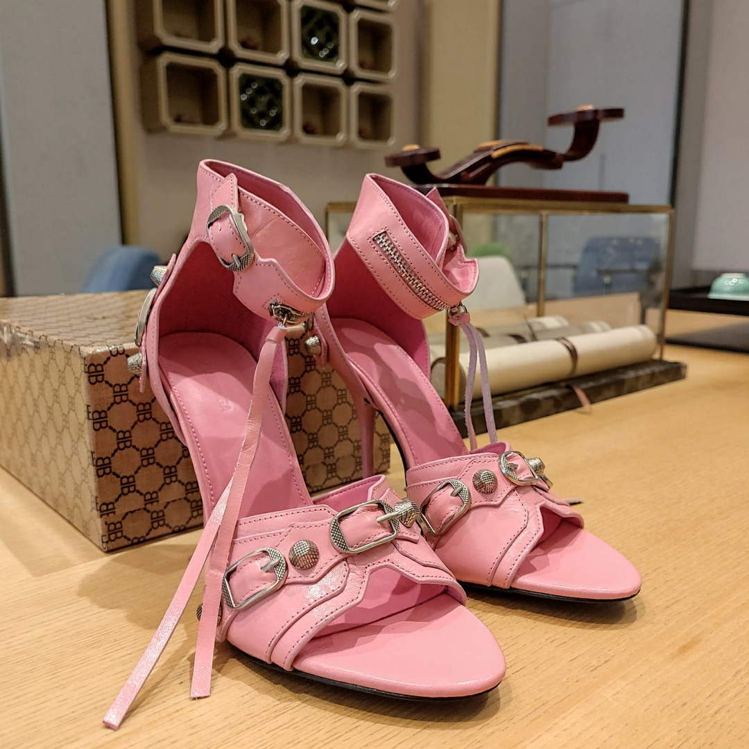 Balenciaga 743057 Women's Cagole 110mm Sandal Optic B77565
