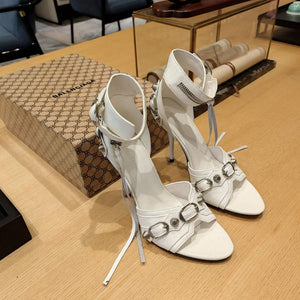 Balenciaga 743057 Women's Cagole 110mm Sandal Optic B77566 - 35 - View 4