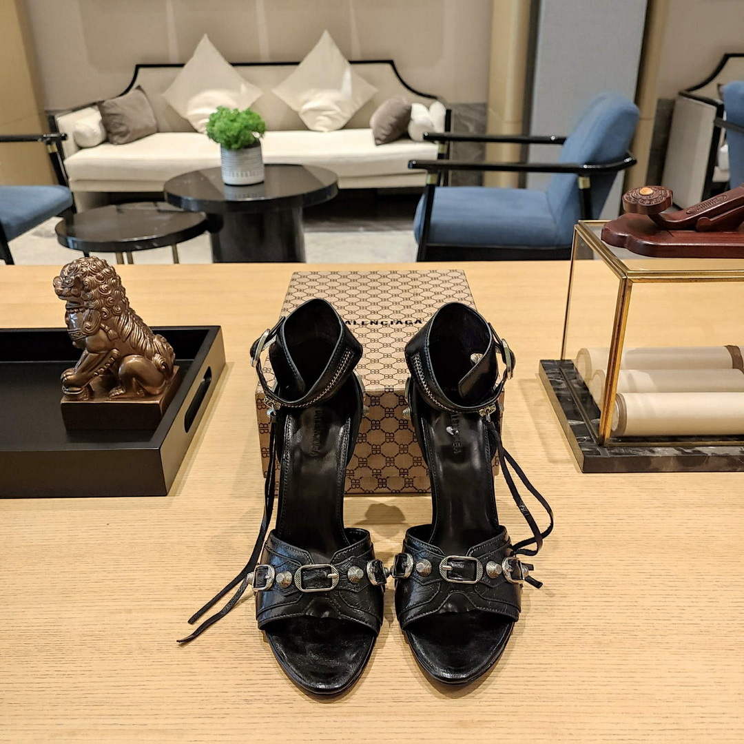 Balenciaga 743057 Women's Cagole 110mm Sandal Optic B77567