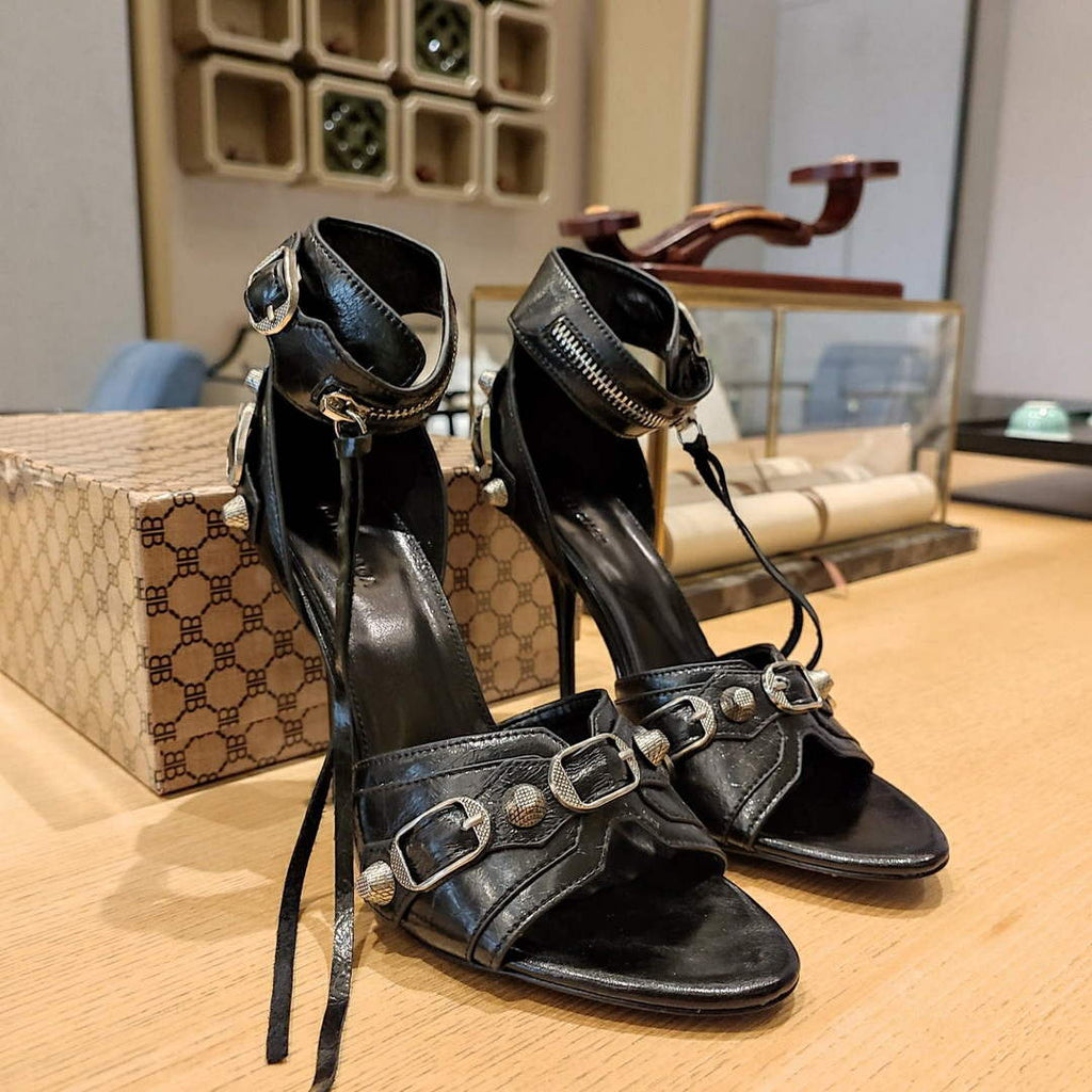 Balenciaga 743057 Women's Cagole 110mm Sandal Optic B77567