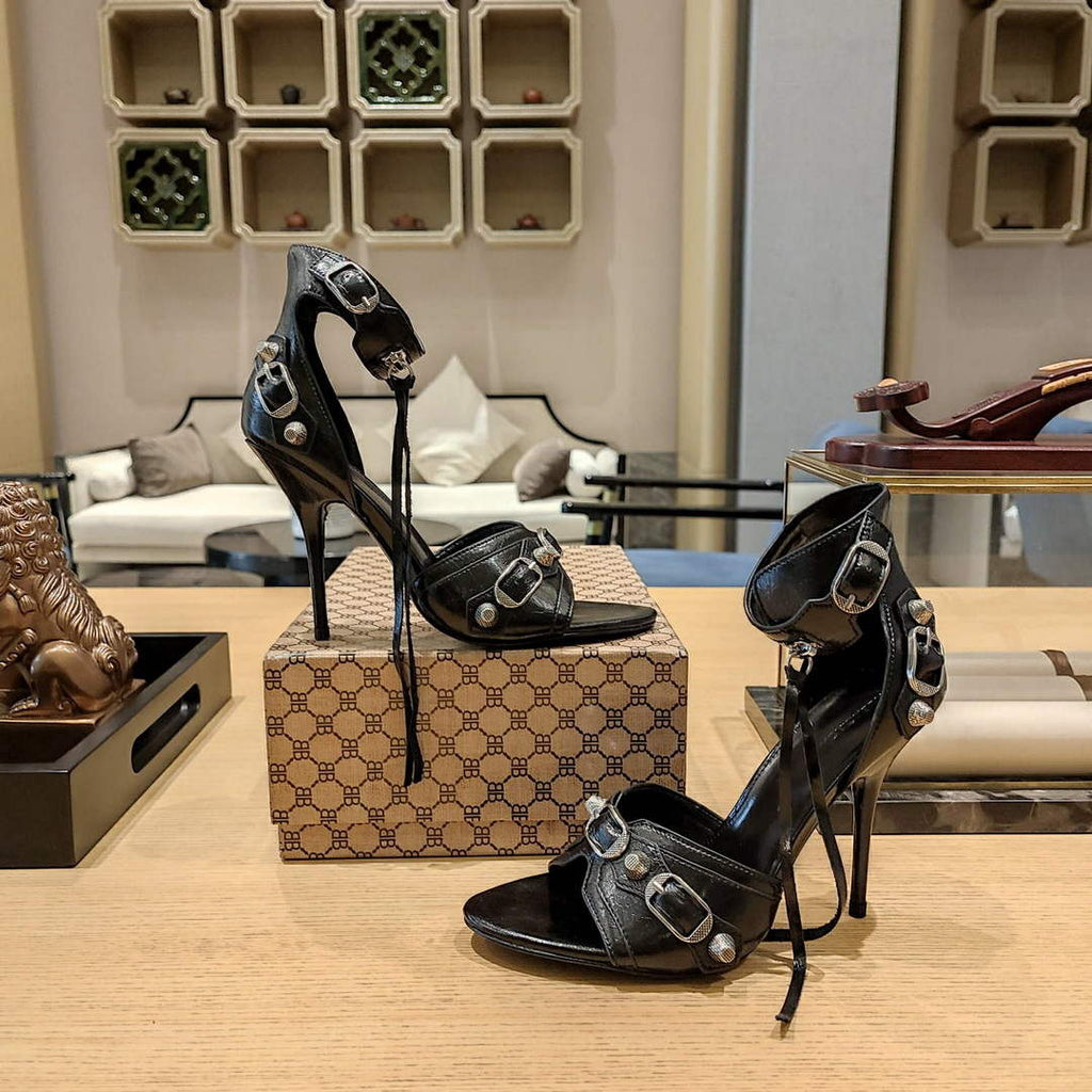 Balenciaga 743057 Women's Cagole 110mm Sandal Optic B77567