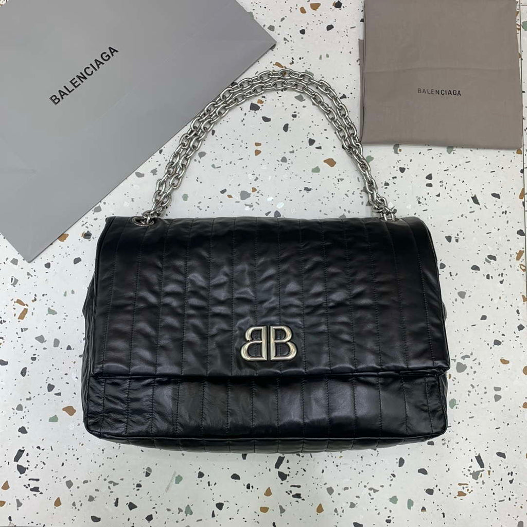 Balenciaga 7816722 Women's Monaco Large Bag Quilted in Black
