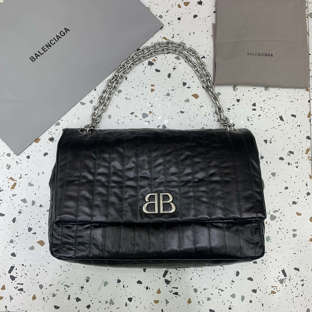 Balenciaga 7816722 Women's Monaco Large Bag Quilted in Black