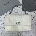 Balenciaga 7816722 Women's Monaco Large Bag Quilted in White