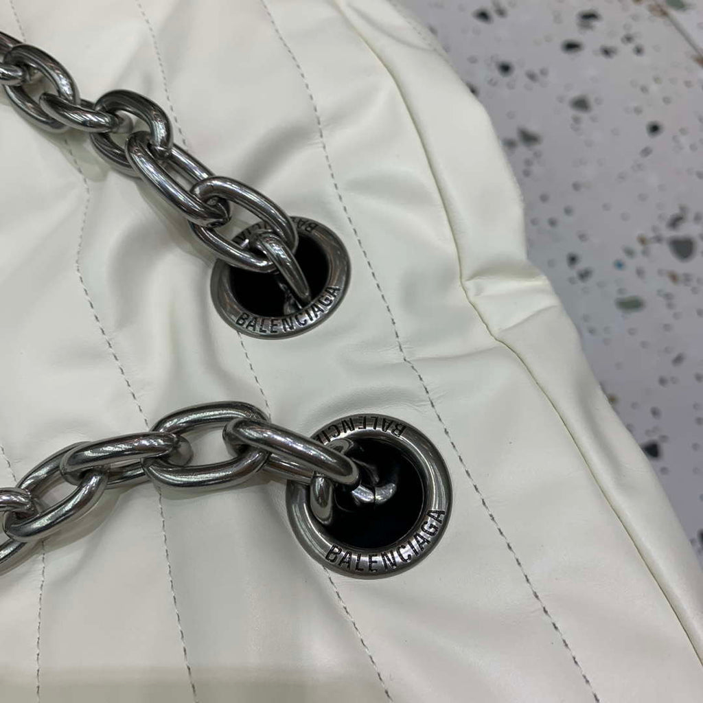 Balenciaga 7816722 Women's Monaco Large Bag Quilted in White