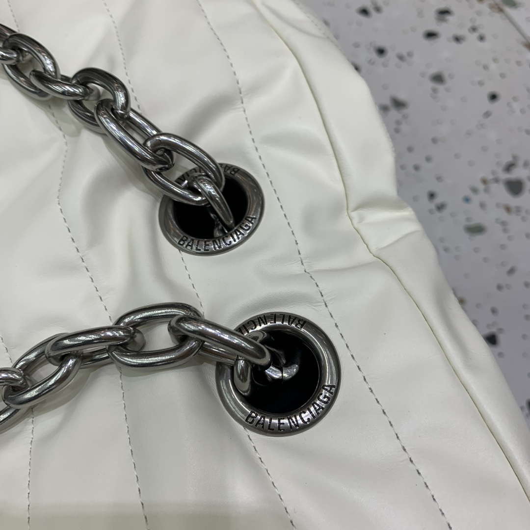 Balenciaga 7816722 Women's Monaco Large Bag Quilted in White