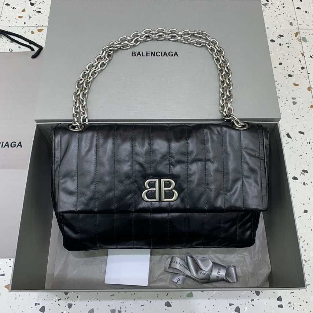 Balenciaga 7816722 Women's Monaco Meduim Bag Quilted in Black