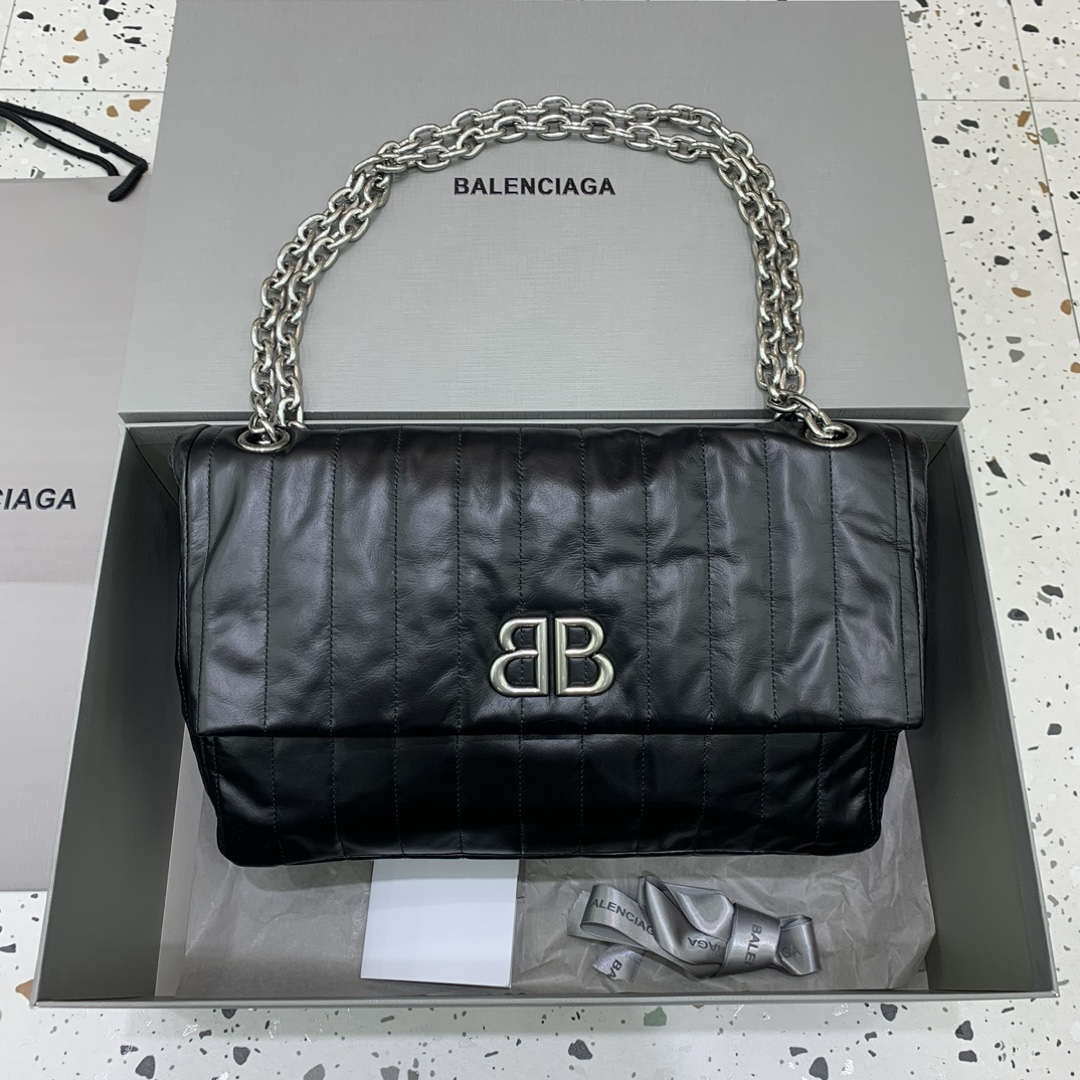 Balenciaga 7816722 Women's Monaco Meduim Bag Quilted in Black