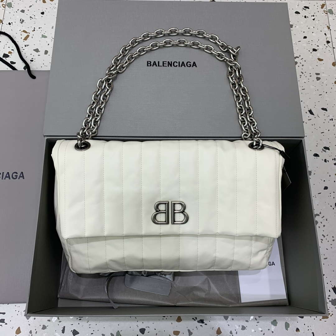 Balenciaga 7816722 Women's Monaco Meduim Bag Quilted in White