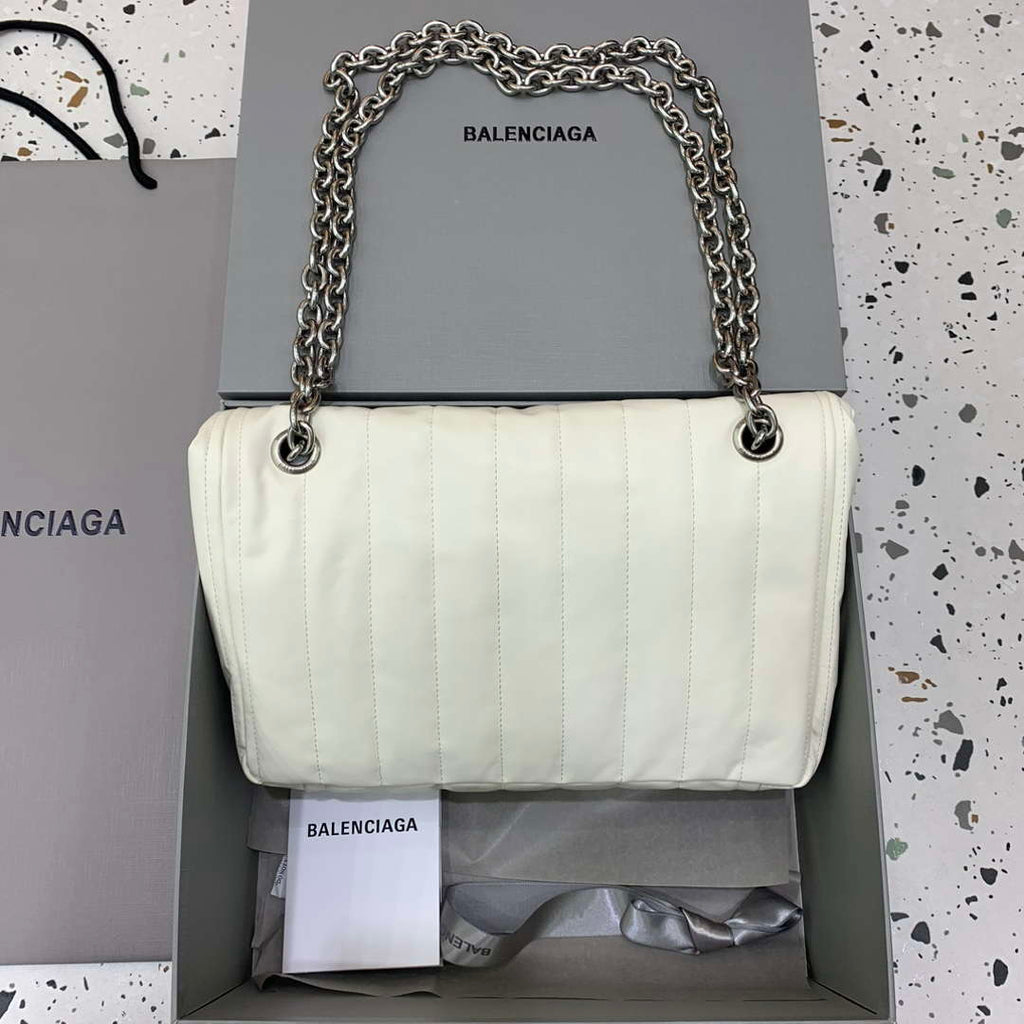 Balenciaga 7816722 Women's Monaco Mini Bag Quilted in White