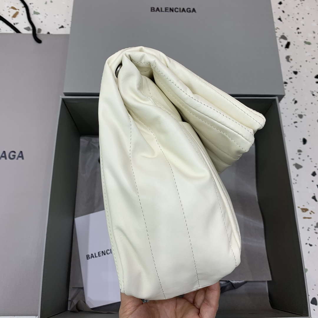 Balenciaga 7816722 Women's Monaco Mini Bag Quilted in White