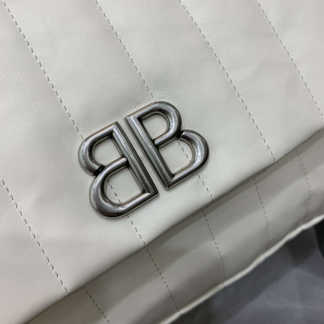 Balenciaga 7816722 Women's Monaco Mini Bag Quilted in White