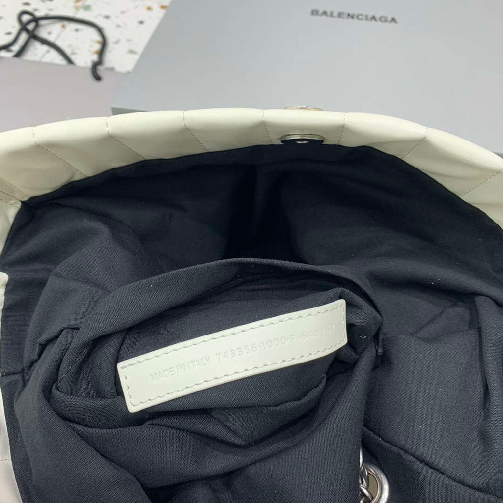 Balenciaga 7816722 Women's Monaco Mini Bag Quilted in White