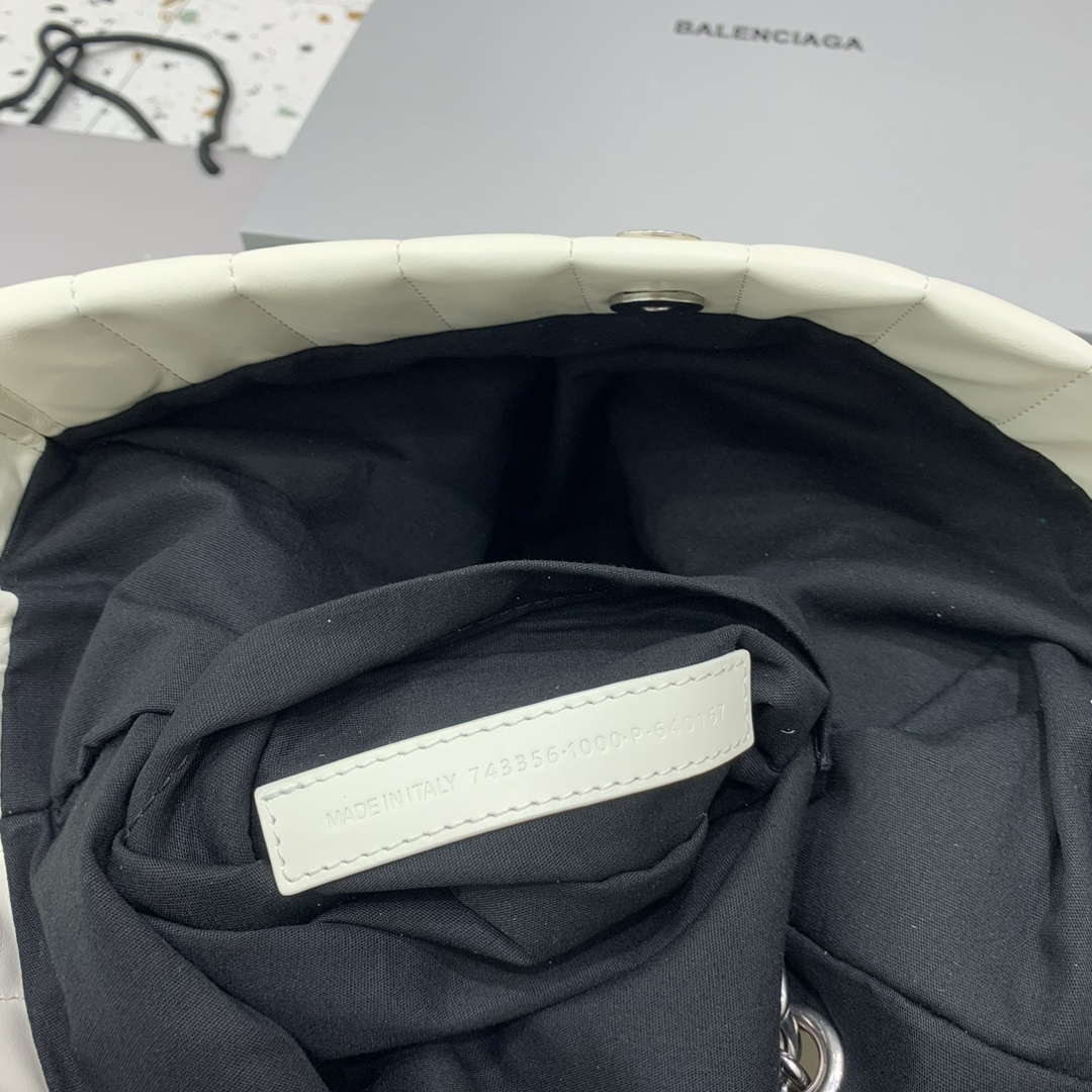 Balenciaga 7816722 Women's Monaco Mini Bag Quilted in White