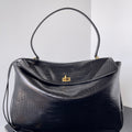 Balenciaga 7897442 Rodeo Handbag Large in Black Crocodile pattern
