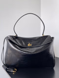 Balenciaga 7897442 Rodeo Handbag Large in Black Crocodile pattern
