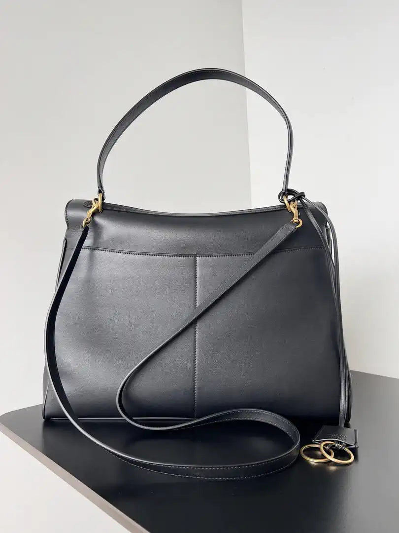 Balenciaga 7897442 Rodeo Handbag Large in Black smooth calfskin aged-Gold