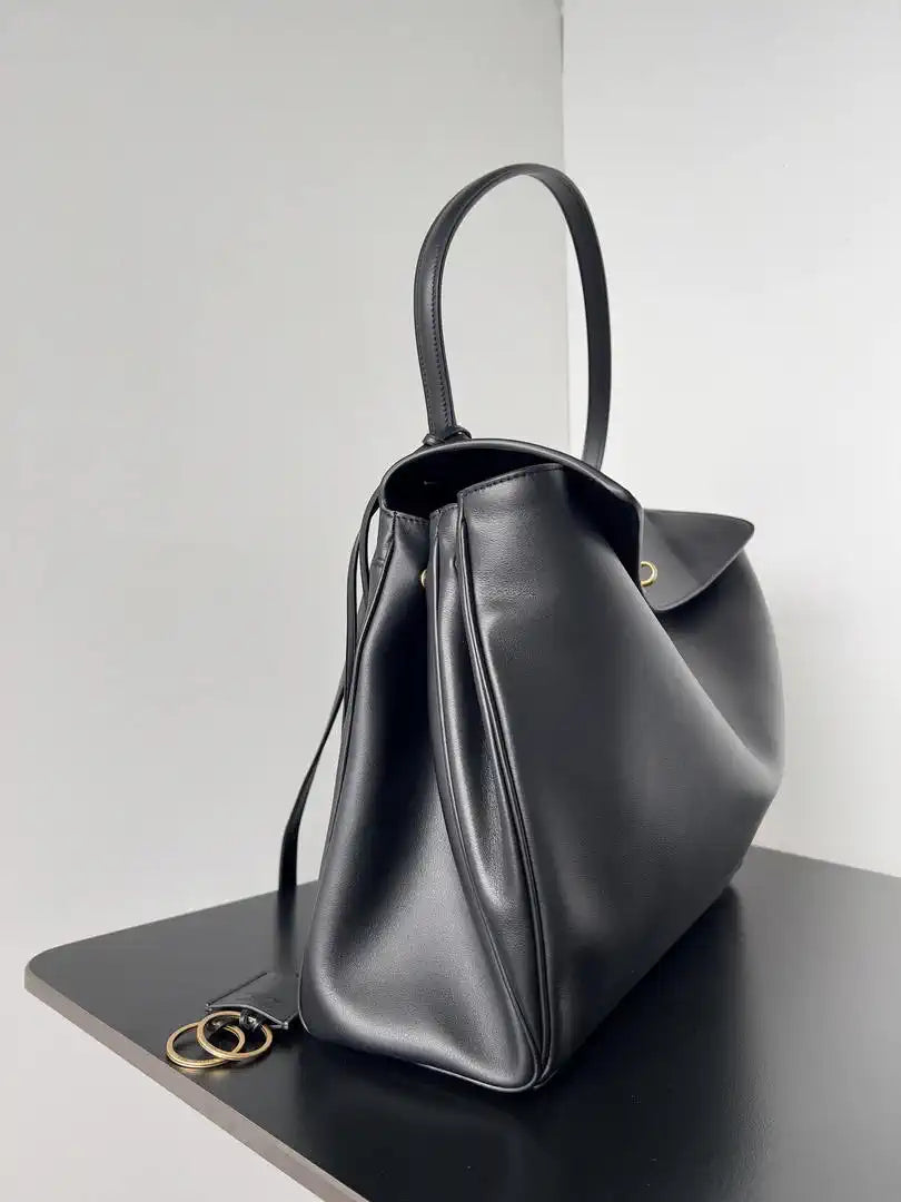 Balenciaga 7897442 Rodeo Handbag Large in Black smooth calfskin aged-Gold