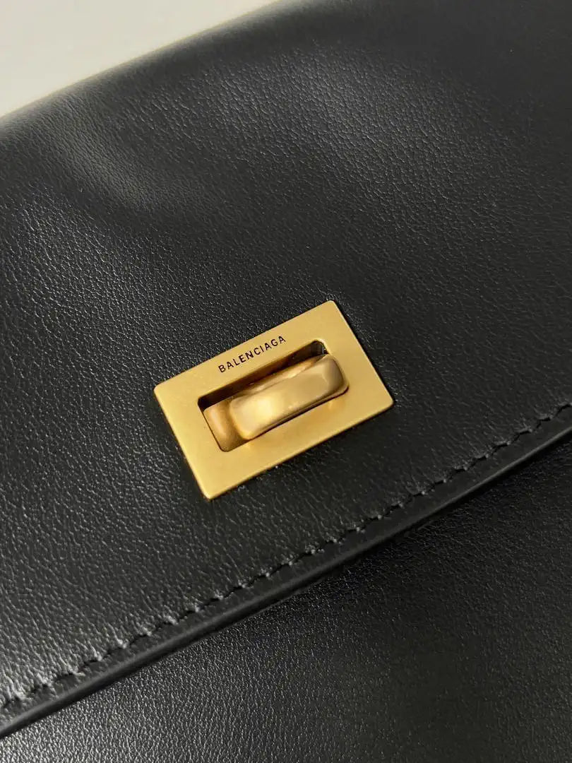 Balenciaga 7897442 Rodeo Handbag Large in Black smooth calfskin aged-Gold