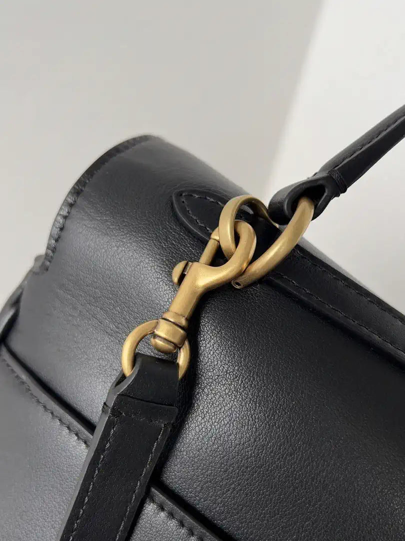 Balenciaga 7897442 Rodeo Handbag Large in Black smooth calfskin aged-Gold