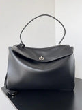 Balenciaga 7897442 Rodeo Handbag Large in Black smooth calfskin aged-Silver