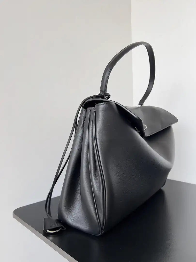 Balenciaga 7897442 Rodeo Handbag Large in Black smooth calfskin aged-Silver