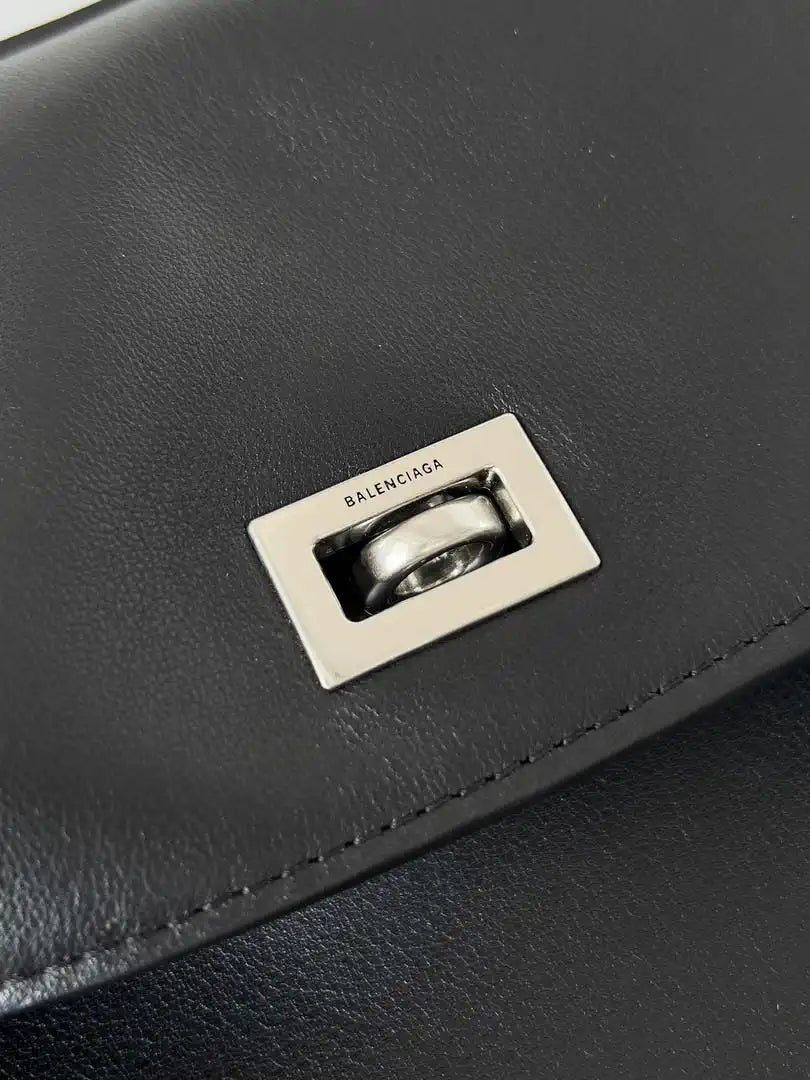 Balenciaga 7897442 Rodeo Handbag Large in Black smooth calfskin aged-Silver