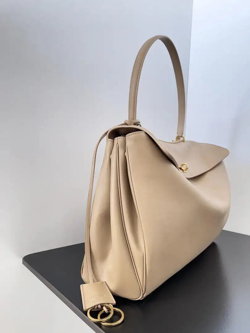 Balenciaga 7897442 Rodeo Handbag Large in Apricot smooth calfskin aged-Gold