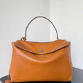 Balenciaga 7897442 Rodeo Handbag Large in Gold Brown smooth calfskin aged-Silver