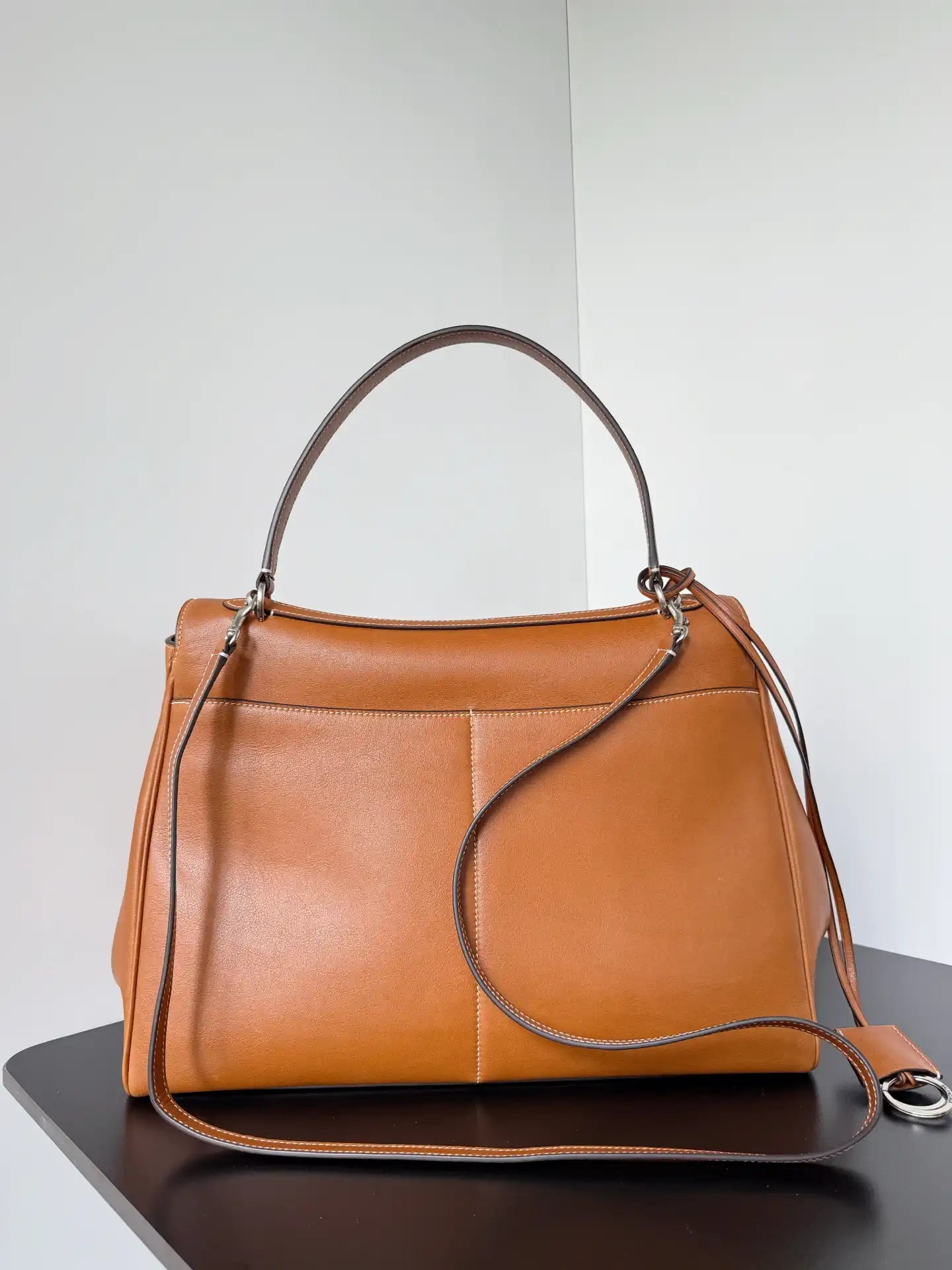 Balenciaga 7897442 Rodeo Handbag Large in Gold Brown smooth calfskin aged-Silver