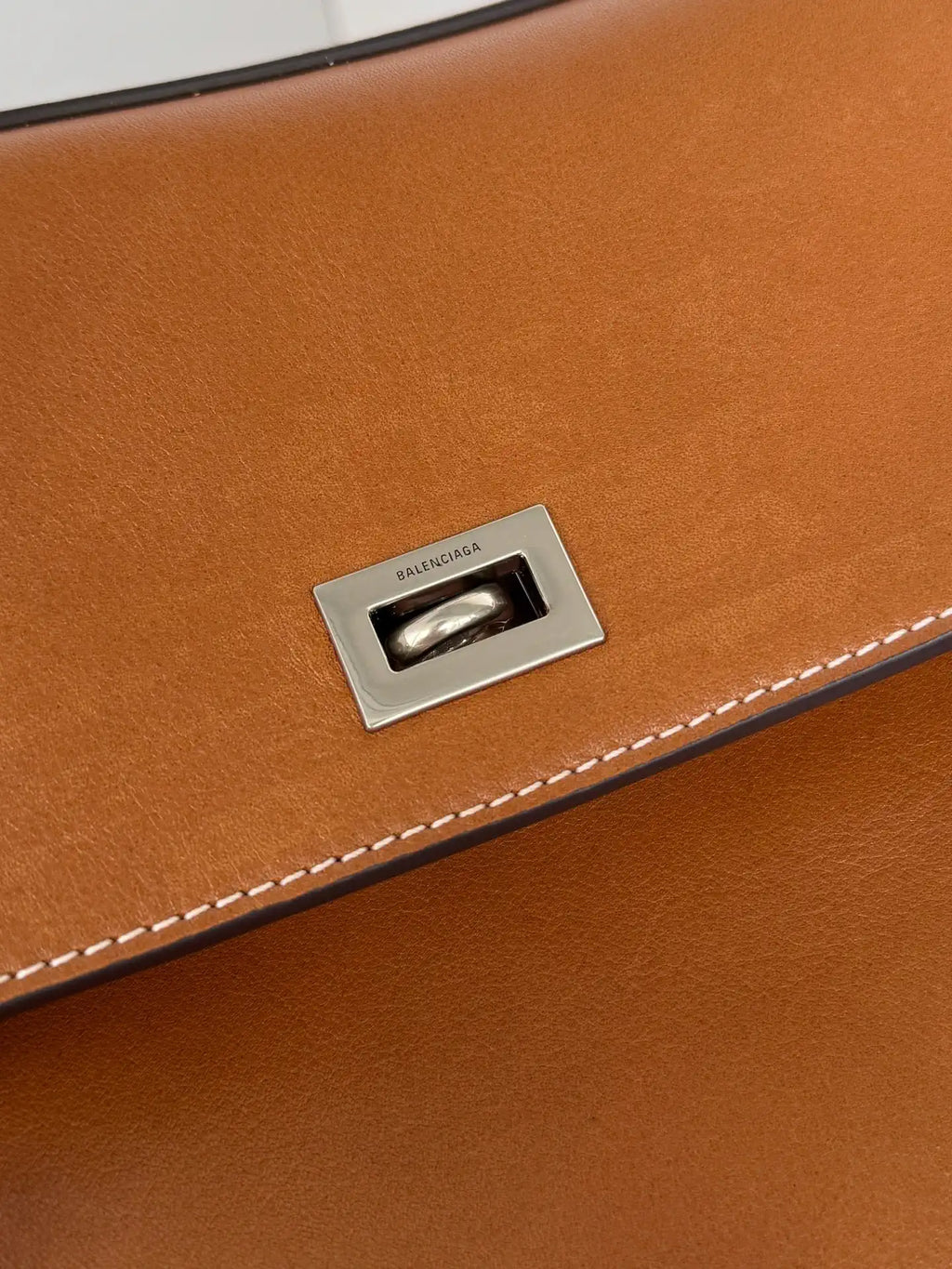 Balenciaga 7897442 Rodeo Handbag Large in Gold Brown smooth calfskin aged-Silver