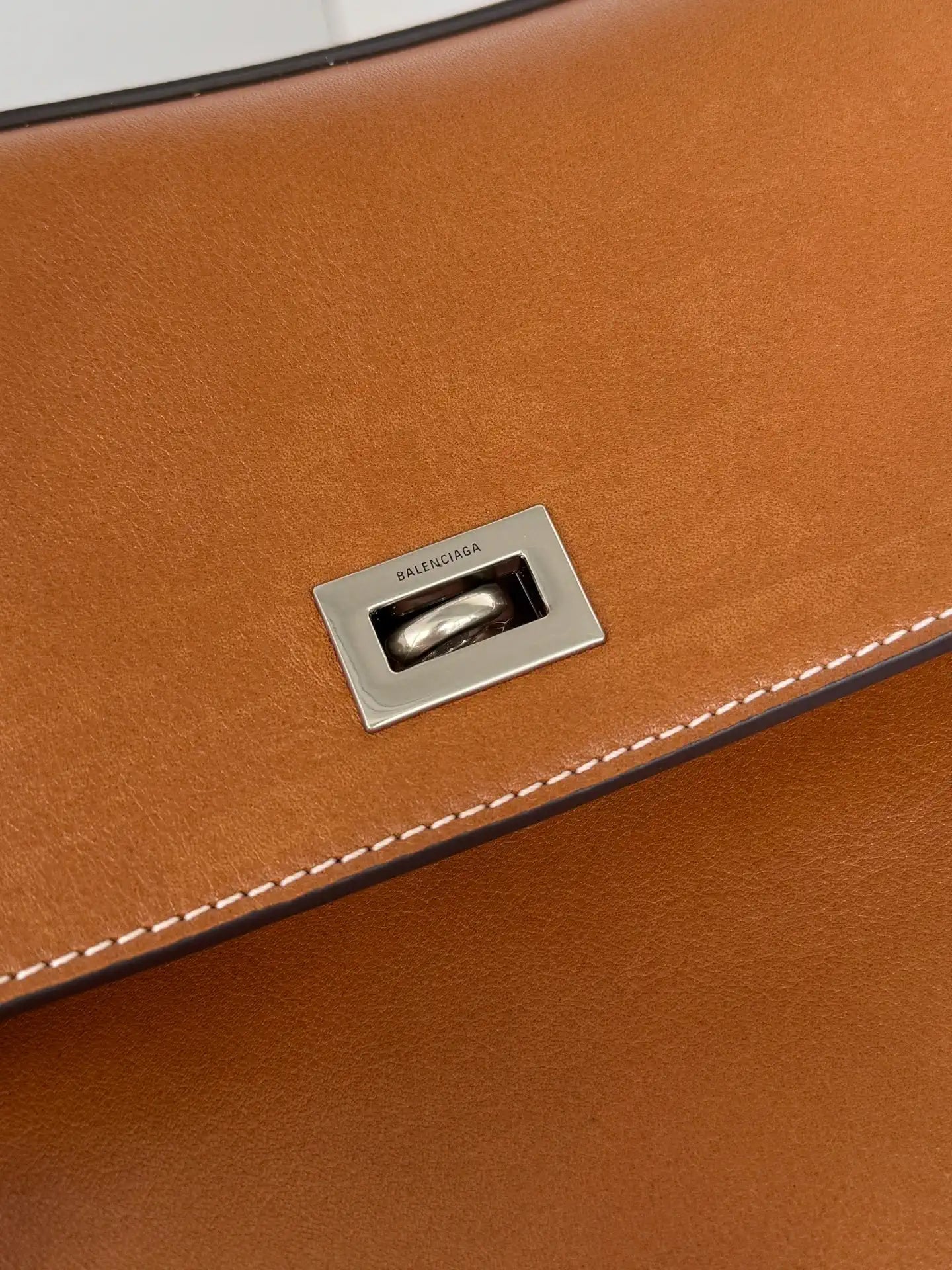 Balenciaga 7897442 Rodeo Handbag Large in Gold Brown smooth calfskin aged-Silver