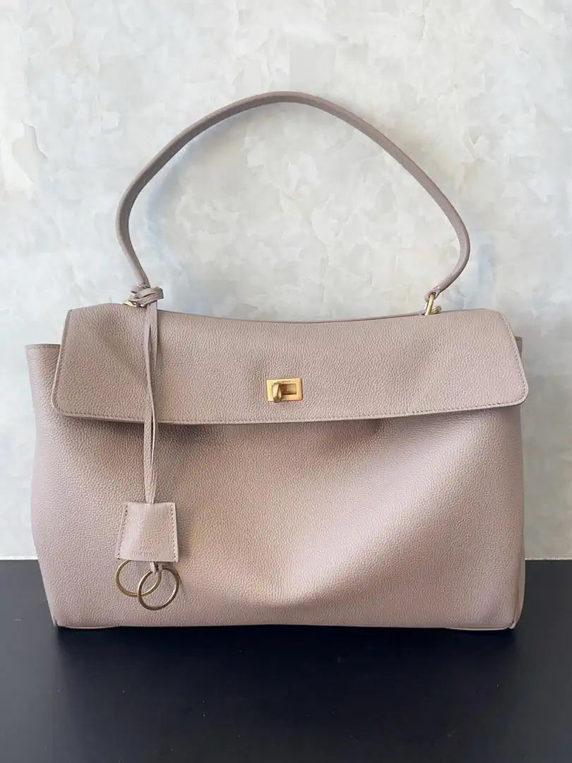Balenciaga 7897442 Rodeo Handbag Large in Pink smooth calfskin aged-Silver