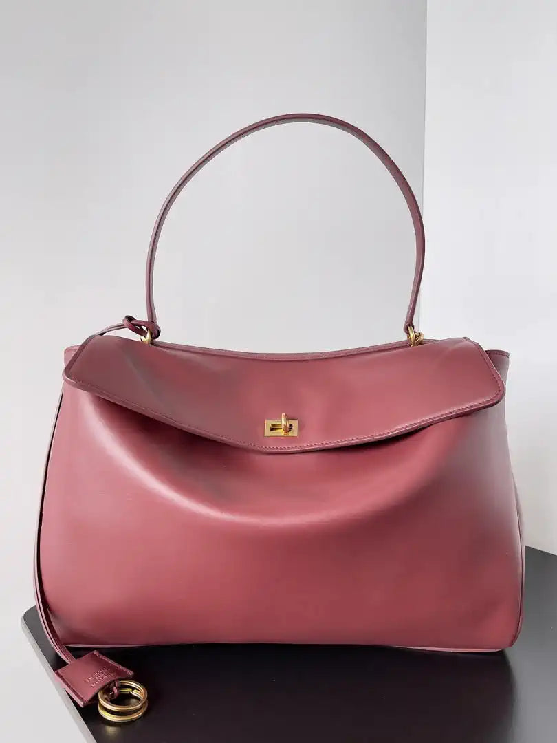 Balenciaga 7897442 Rodeo Handbag Large in Red smooth calfskin aged-Gold
