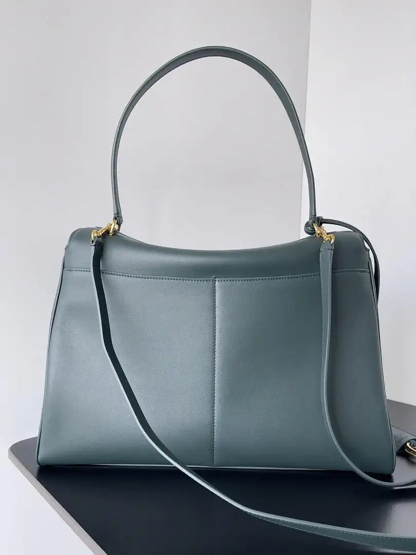 Balenciaga 7897442 Rodeo Handbag Large in Forest green smooth calfskin aged-Gold