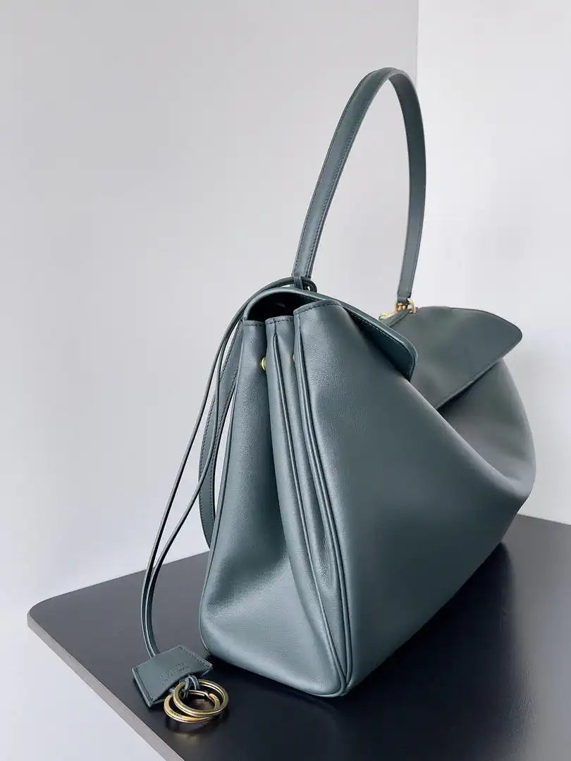 Balenciaga 7897442 Rodeo Handbag Large in Forest green smooth calfskin aged-Gold