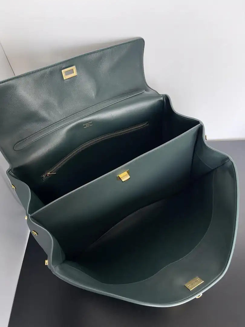 Balenciaga 7897442 Rodeo Handbag Large in Forest green smooth calfskin aged-Gold