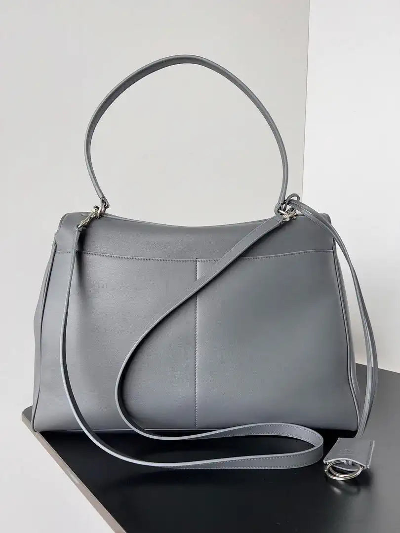 Balenciaga 7897442 Rodeo Handbag Large in Gray smooth calfskin aged-Silver