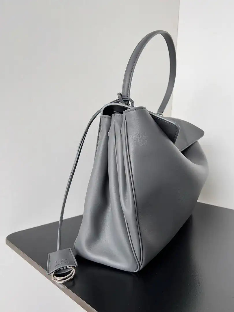 Balenciaga 7897442 Rodeo Handbag Large in Gray smooth calfskin aged-Silver