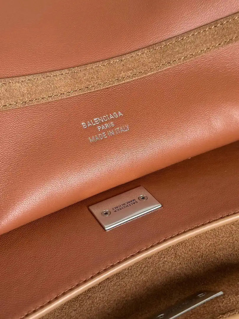 Balenciaga 7897442 Rodeo Handbag Large in  Brown Suede aged-Silver