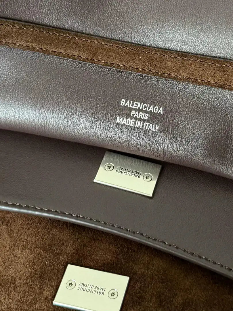 Balenciaga 7897442 Rodeo Handbag Large in Dark Brown Suede aged-Silver