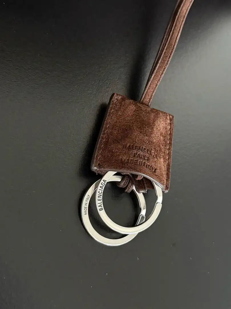 Balenciaga 7897442 Rodeo Handbag Large in Dark Brown Suede aged-Silver