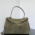 Balenciaga 7897442 Rodeo Handbag Large in Green Suede aged-Silver