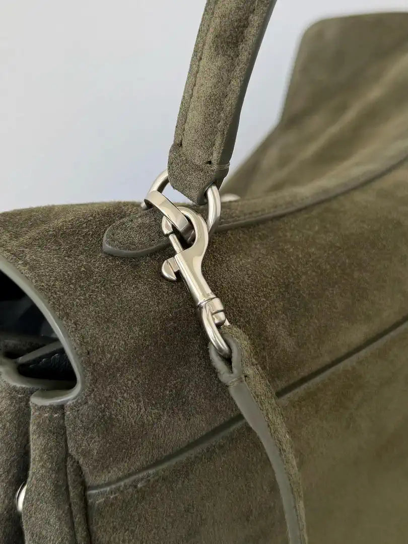 Balenciaga 7897442 Rodeo Handbag Large in Green Suede aged-Silver
