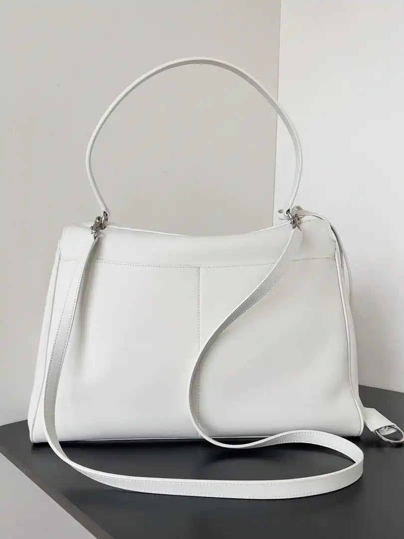 Balenciaga 7897442 Rodeo Handbag Large in White smooth calfskin aged-Silver
