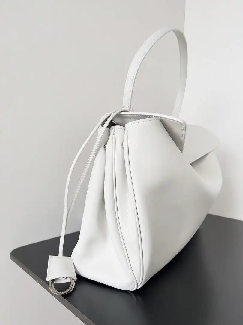 Balenciaga 7897442 Rodeo Handbag Large in White smooth calfskin aged-Silver